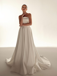 XANDE Elegant Wedding Dress - A-Line Court Train Cuffed Strapless Neckline Bridal Gown