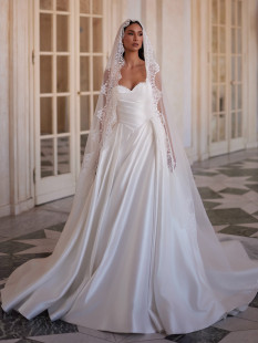 ETNA Couture Romantic Wedding Dress With A-Line Silhouette, Chapel Train, Structured Corset Bodice And Sculpted Sweetheart Neckline