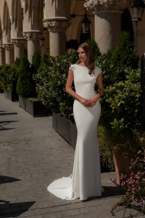 Raglan Sleeve Crepe Mermaid Wedding Dress #10007