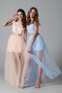 Midi Peach Evening Dress #2001