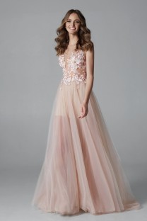 Beige Midi Evening Dress #2002