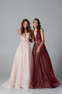 Long Marsala Evening Dress #2006