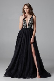 Long Black Evening Dress #2029