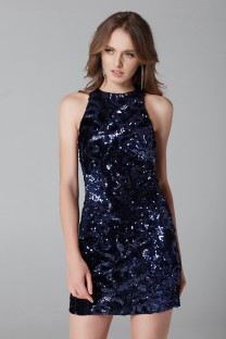 Dark Blue Mini Evening Dress #2030