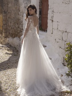 SAVANNA Sequins Long Sleeve Tulle and Lace A-Line Wedding Dress