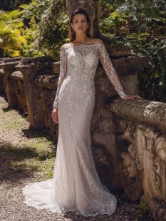 Abito da sposa a sirena in pizzo a maniche lunghe ricamato HELSINKI