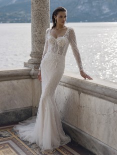 HELGA Beaded Embroidered Long Sleeve Mermaid Sheath Wedding Dress
