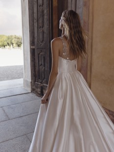 WEDELIA Asymmetrical Neckline Mikado A-Line Wedding Dress