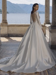 HARRIET Embroidered Long Sleeve Mikado A-line Wedding Dress