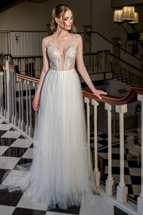 RITA V-Neck Tulle and Lace A-Line Wedding Dress