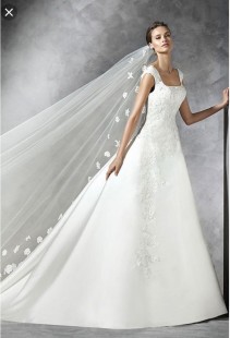 PRESCA Mikado and Lace A-Line Wedding Dress