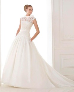 KAETHE Mikado and Lace A-line Wedding Dress