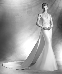 VITORIAL Long Sleeve Mikado and Lace Mermaid Wedding Dress