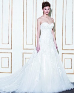 GANNES Embroidered Tulle and Lace A-Line Wedding Dress