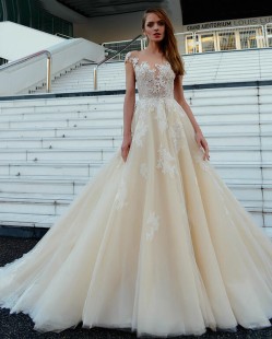 EMILY Short Sleeve Lace A-line Wedding Dress