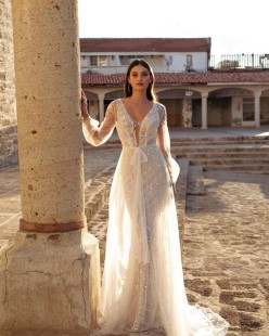 GOMERA V-Neck Lace Mermaid Wedding Dress
