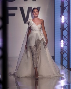 Asymmetrical Neckline Lurex and Organza A-line Wedding JUMPSUIT #03