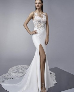 MARGO Crepe and Lace Mermaid Wedding Dress