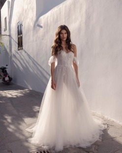 SALSA Embroidered Soft-Tulle A-Line Wedding Dress