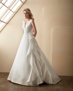 CLARA V-Neck illusion plunge A-line Wedding Dress
