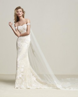 DRIA Off the Shoulder Lace Sheath Mermaid Wedding Dress