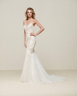 DRINAM Lace and Tulle Mermaid Wedding Dress