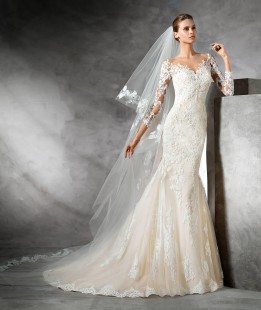TIBET Long Sleeve V-Neck Lace Mermaid Wedding Dress