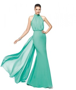 NADRA Long Green Evening Dress
