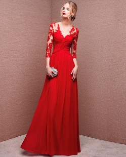 Long Red Evening Dress #6671