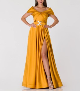 Long Orange Evening Dress #63589