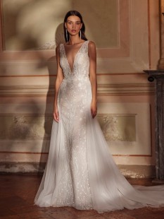 IDA Elegant Wedding Dress - A-Line Chapel Bridal Gown Tank V-Neck Tule Wedding Dresses