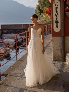 MATHIAS V-Neck Tulle and Lace A-Line Sheath Wedding Dress