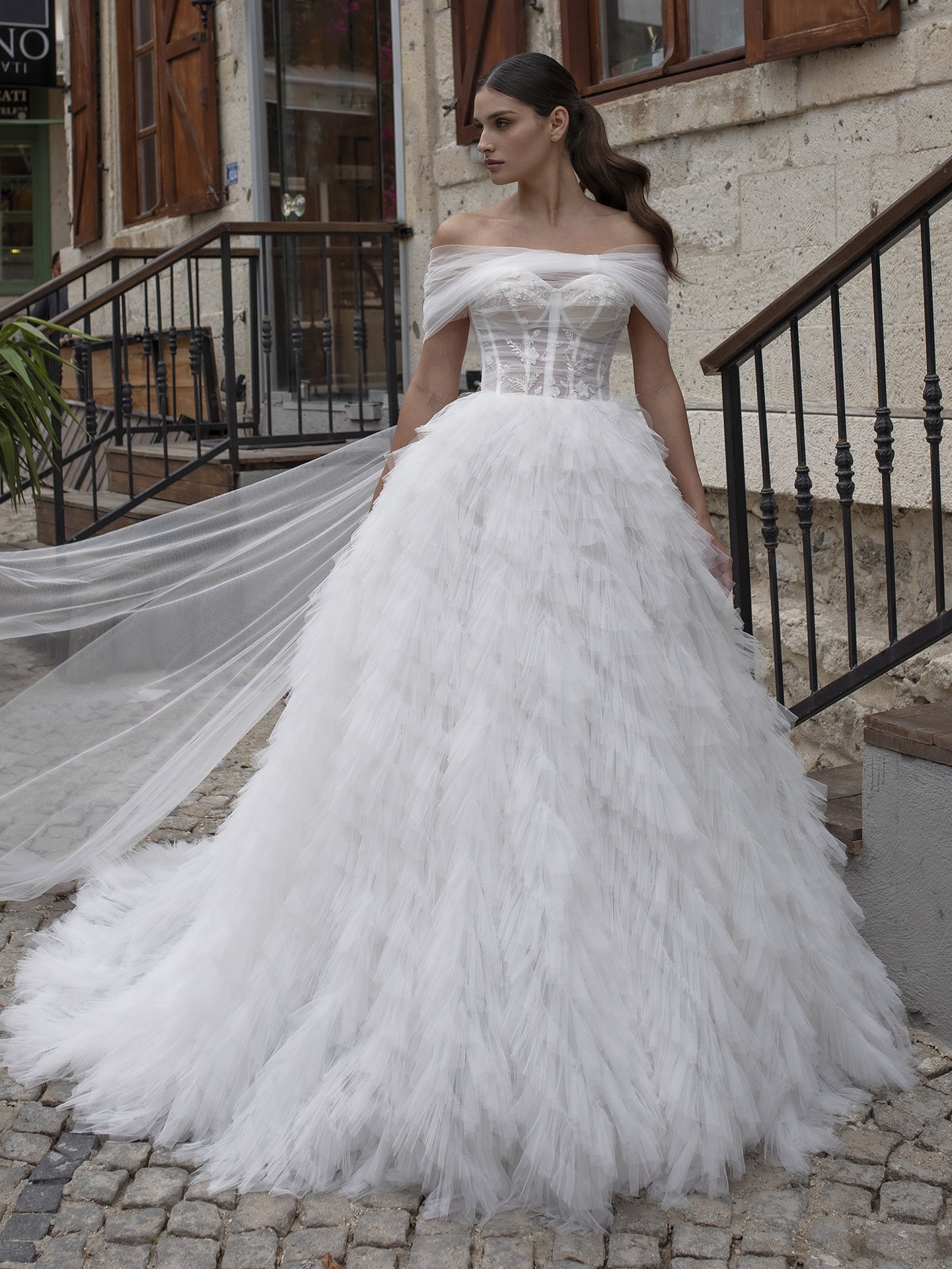 blue dress for baby girl High Neck A-line Wedding Gown with Sequined Lace (Size 8) main image 1