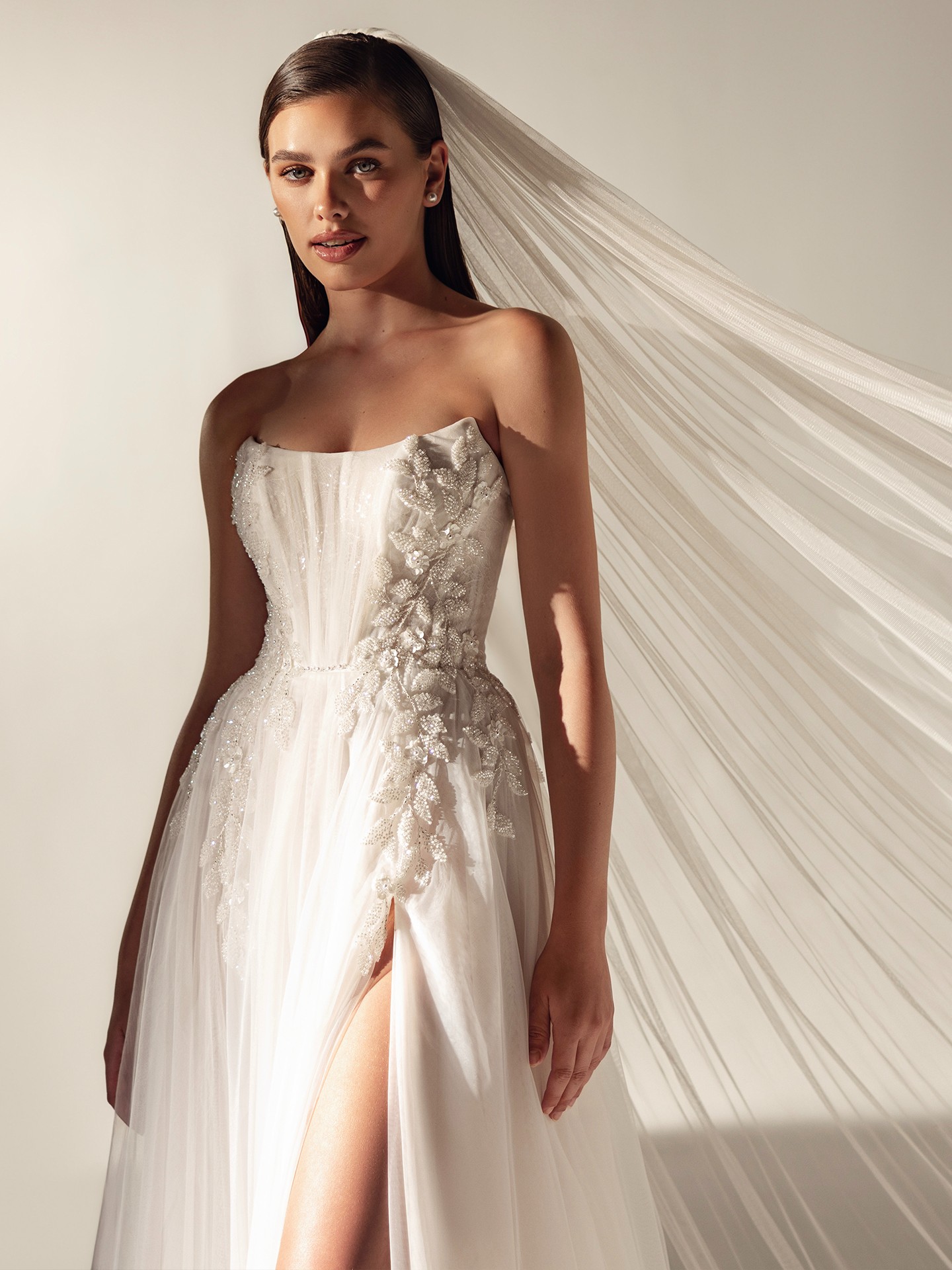slim fit dress slacks Applique Fitted Strapless Bridal Gown by Ladivine CD793W