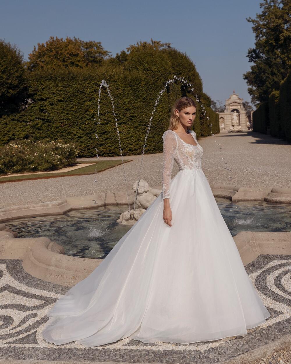 WESTON Embroidered long Sleeve lace and organza A-line Wedding Dress | Bridal Space WESTON Embroidered long Sleeve lace and organza A-line Wedding Dress | Bridal Space