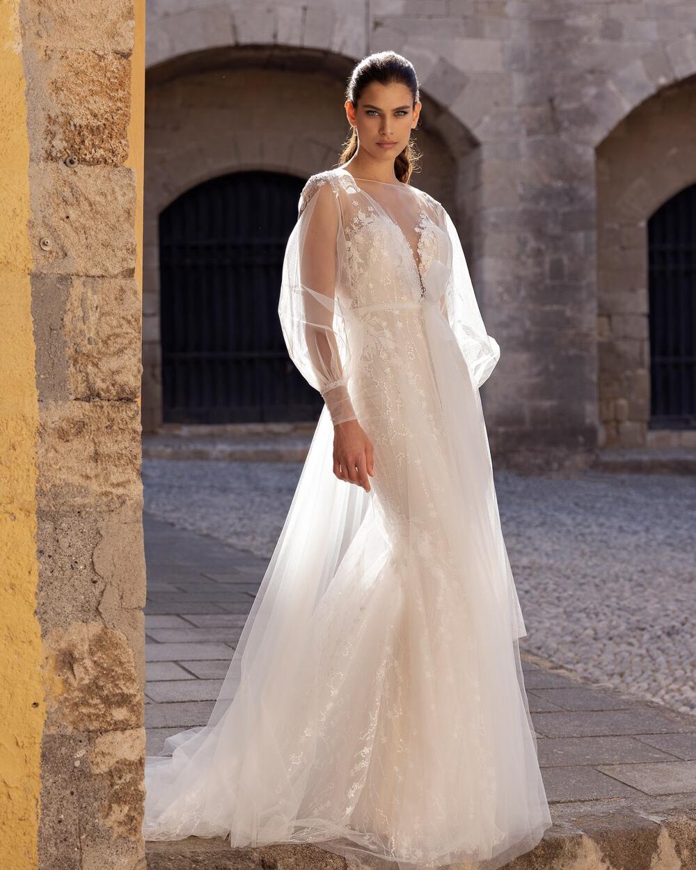 SAINT Embroidered Lace Mermaid Wedding Dress | Bridal Space