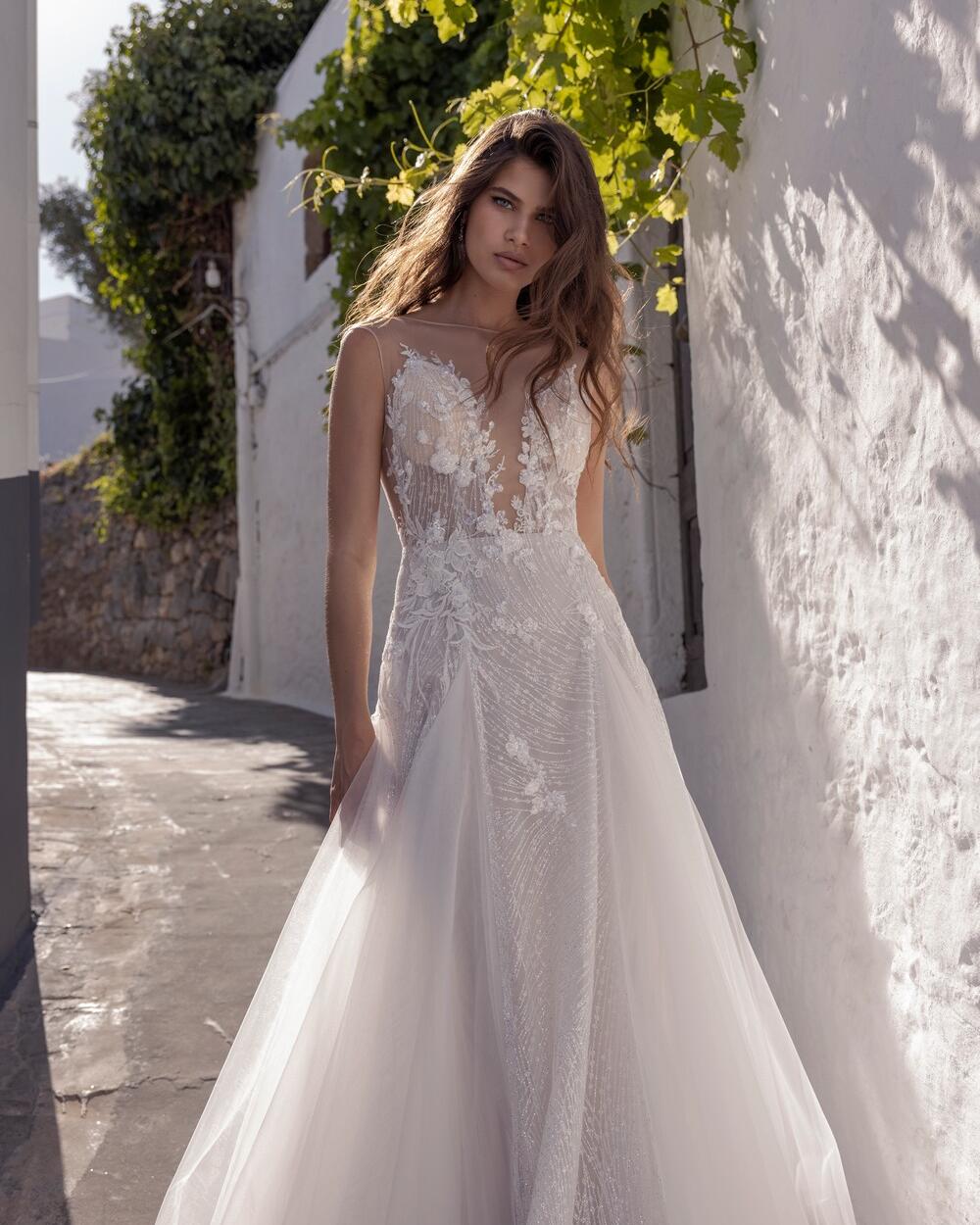 STELLA Embroidered Tulle and Lace A-Line Wedding Dress