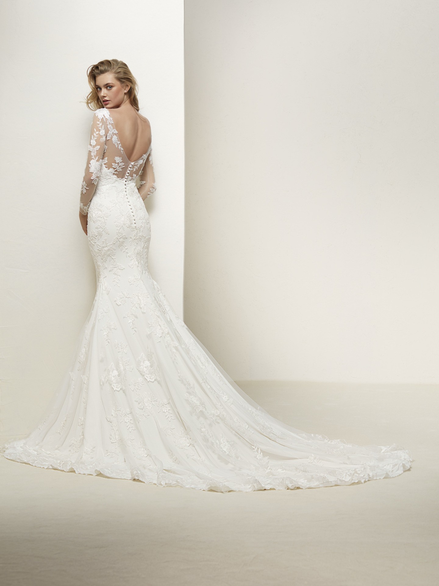 DRAKAR Long Sleeve Lace Crepe Mermaid Wedding Dress | Bridal Space